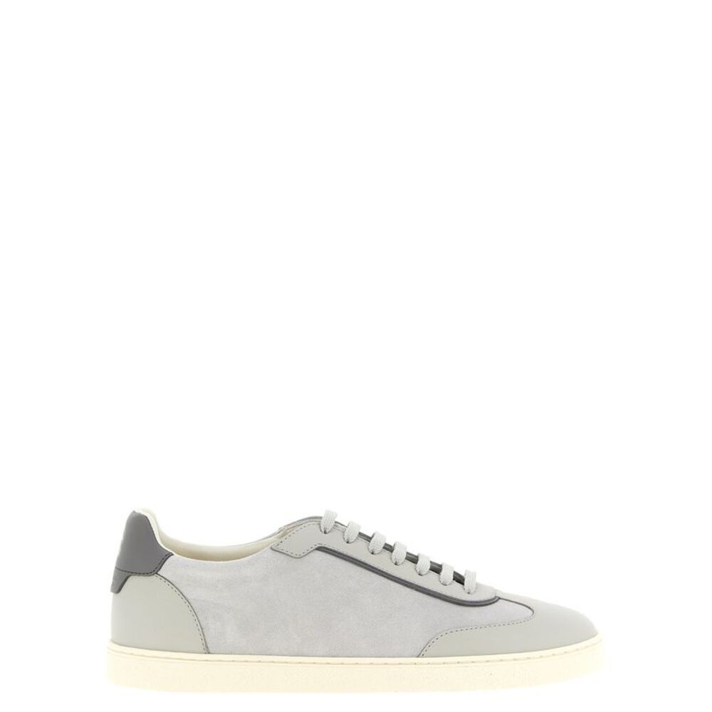 Brunello Cucinelli Gray Calfskin Low Top Men's Sneakers